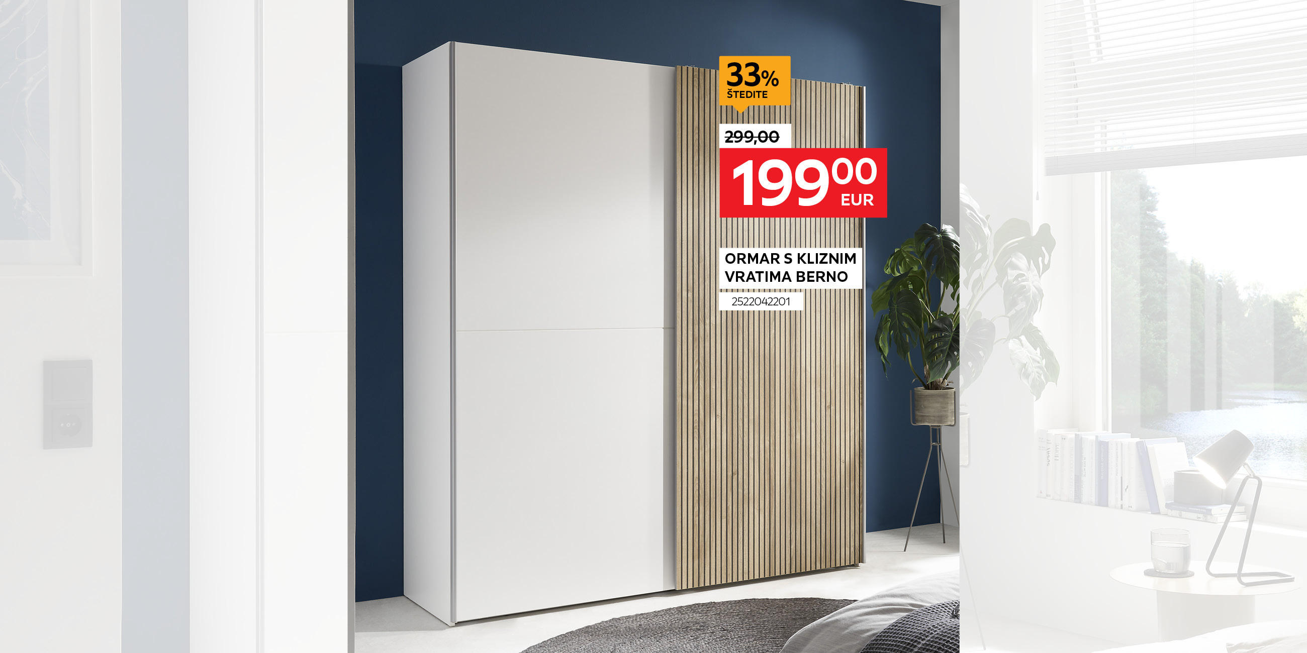 Ormar s kliznim vratima Berno 2522042201 umjesto 299,00€ nova cijena 199,00€ štedite 33%