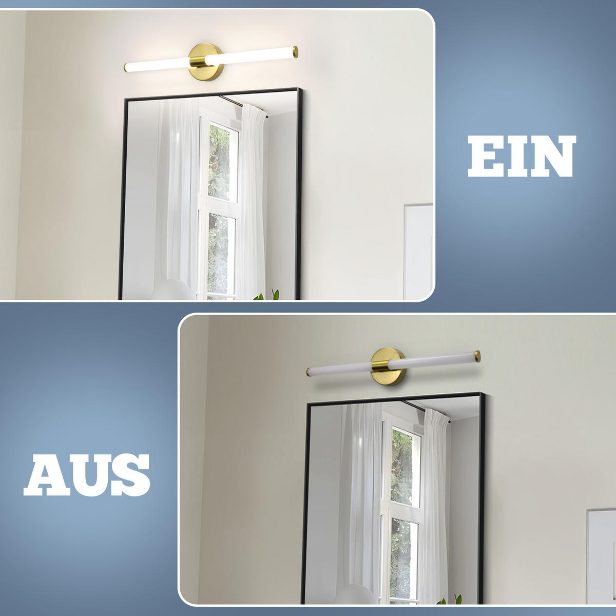 SPIEGELLEUCHTE Klyndark 12/6.6/60 cm - Goldfarben, Kunststoff (60/12/6.6cm) - ZMH