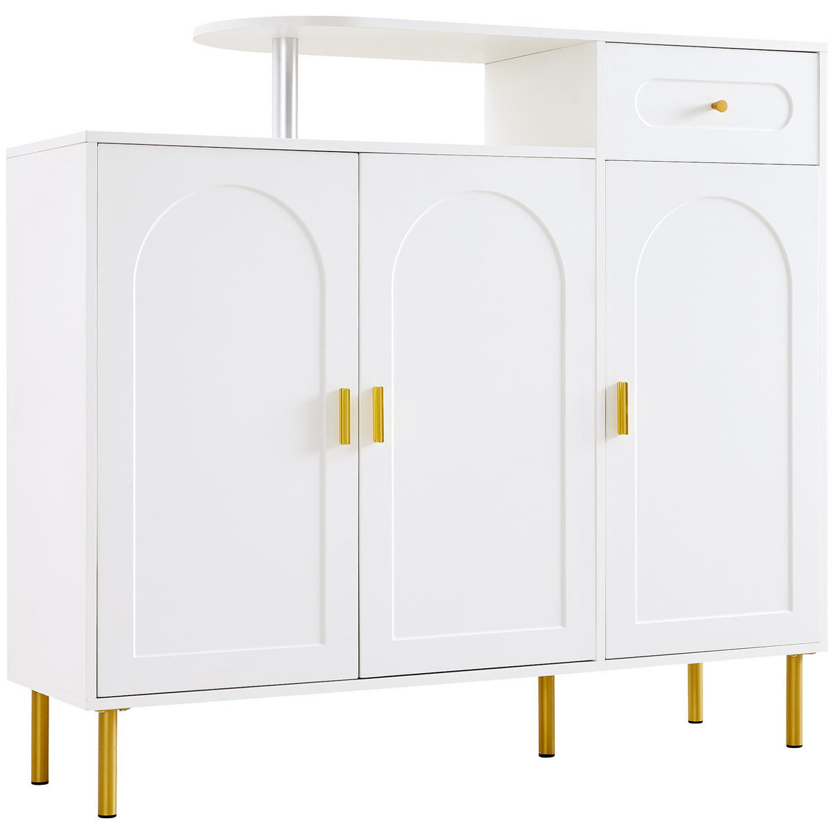 SIDEBOARD 120/35/92 cm aus Spanplatte mit 3 Türen, 1 Schublade und Metallgriffen, Weiß - Weiß, Holzwerkstoff (120/92/35cm) - Redom