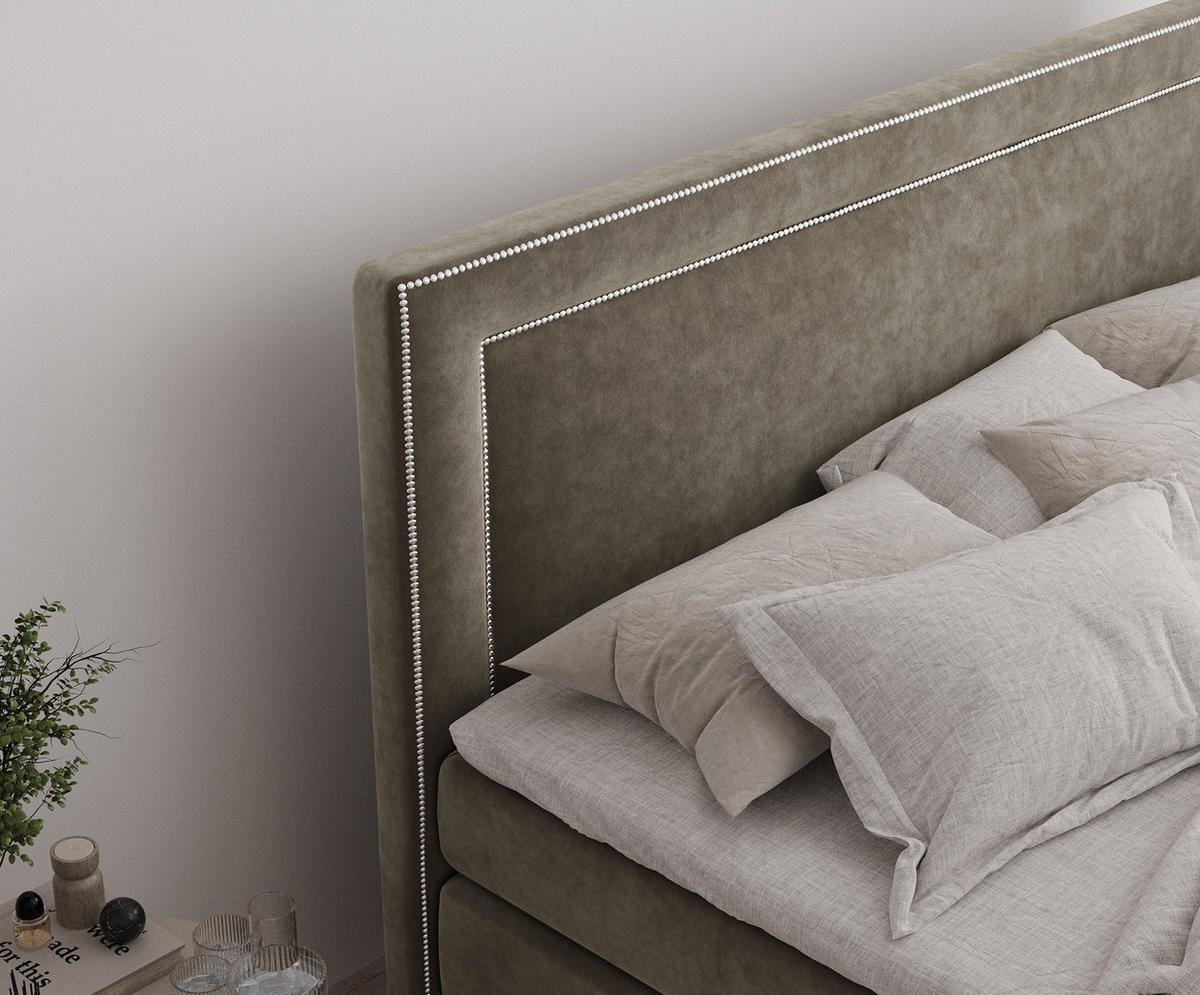 BOXSPRINGBETT Luxora Taupe 160/200 cm - Taupe/Schwarz, Holz/Holzwerkstoff (160/200cm) - Maison de Reve