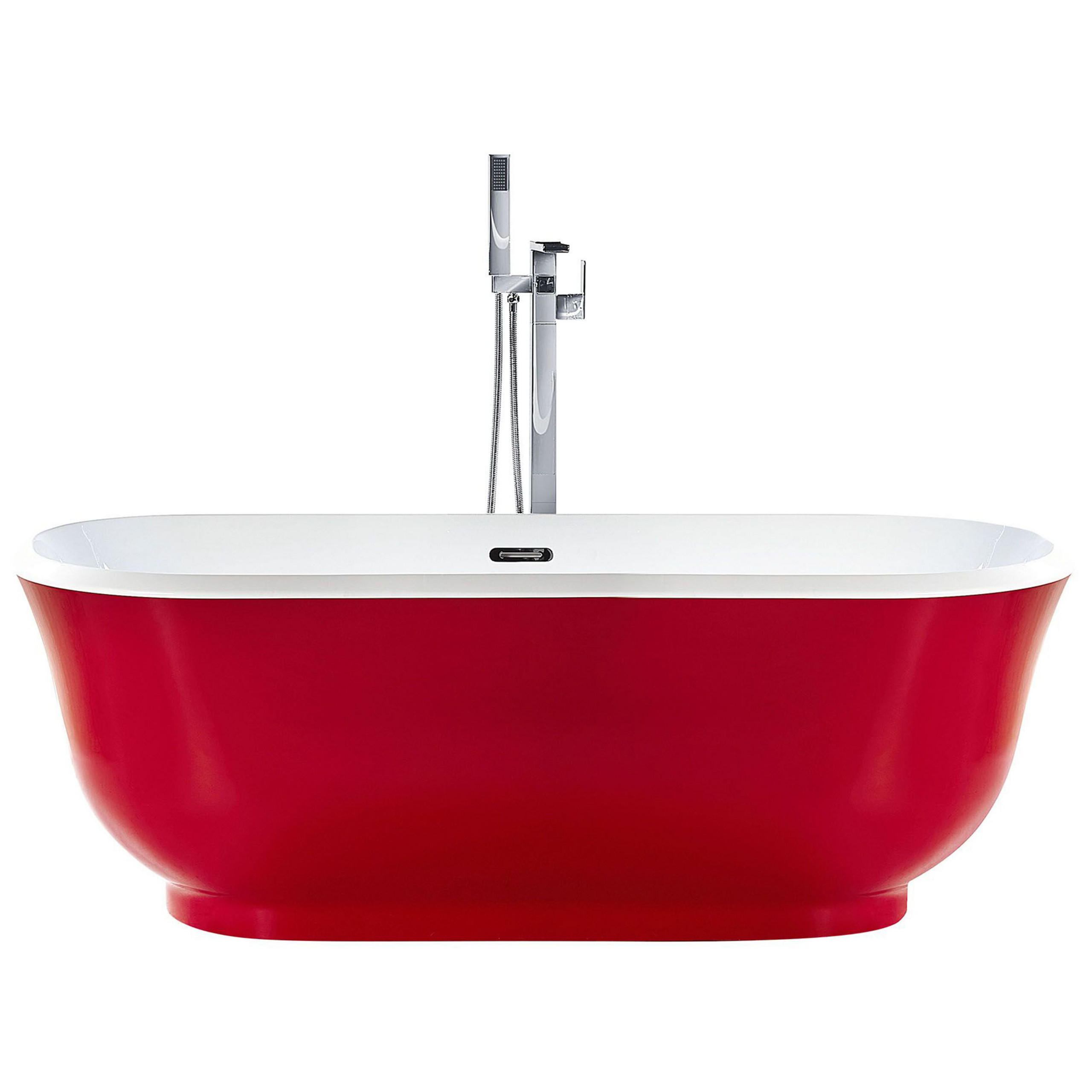 BADEWANNE FREISTEHEND 77x170x61 cm rot Tesoro - Rot, Kunststoff (77/61/170cm) - Beliani