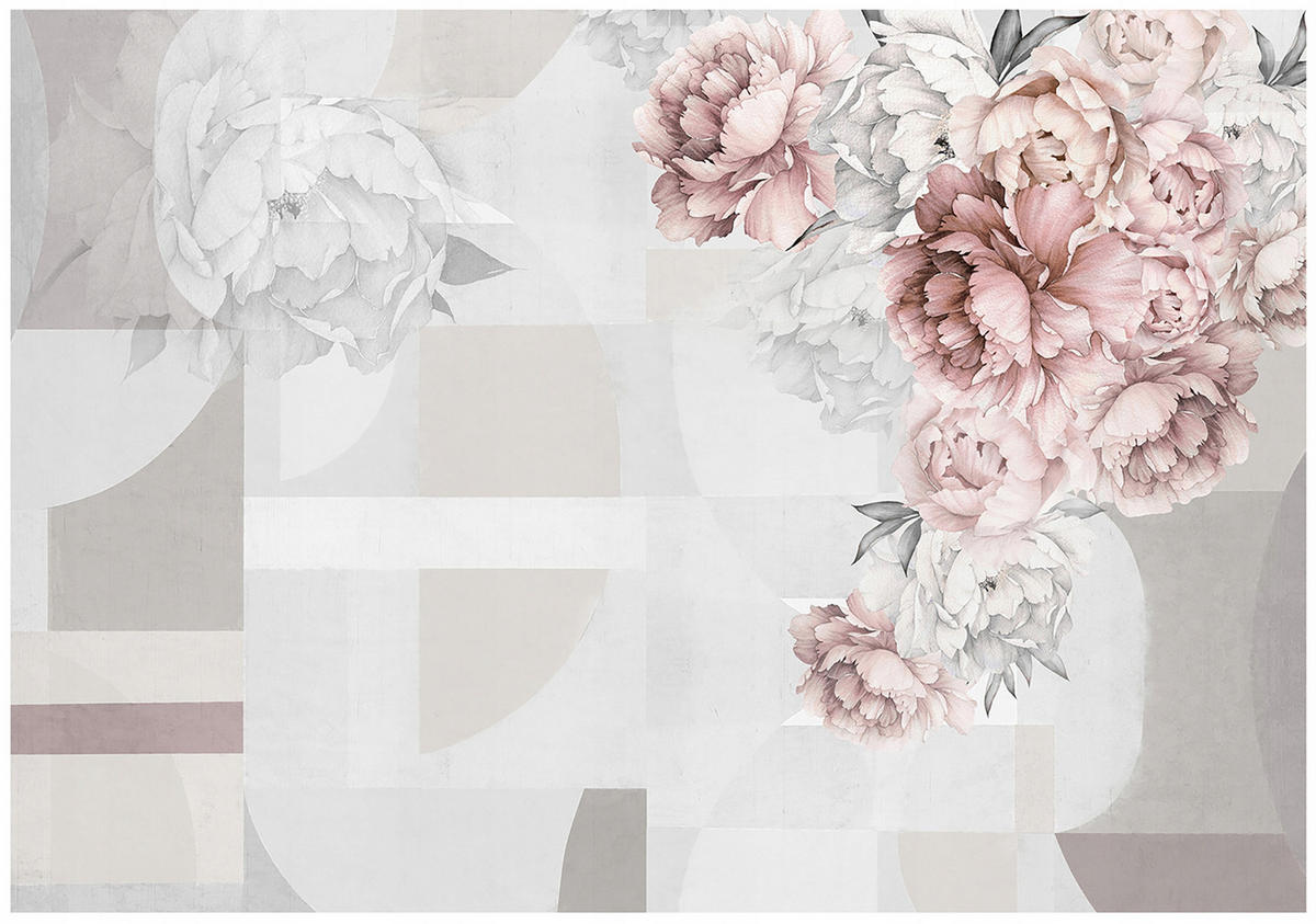 FOTOTAPETE Blumen 3D Grau 368x254 cm - Multicolor, Textil (368/254cm) - Wallarena