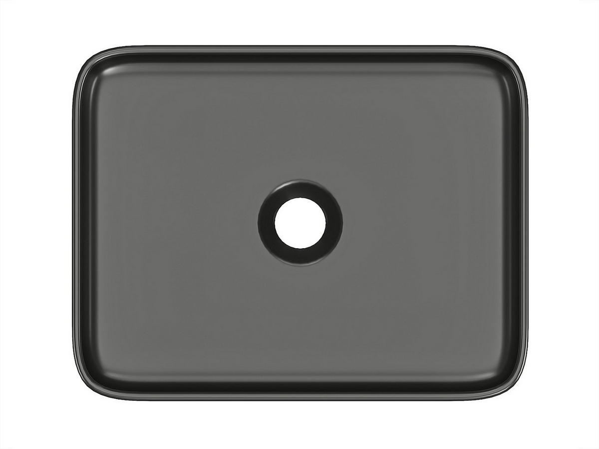 AUFSATZWASCHBECKEN rechteckig - Keramik - Schwarz matt - 50 x 39 cm - JUNIKO II - Schwarz, Keramik (50/13/39cm) - Vente-Unique