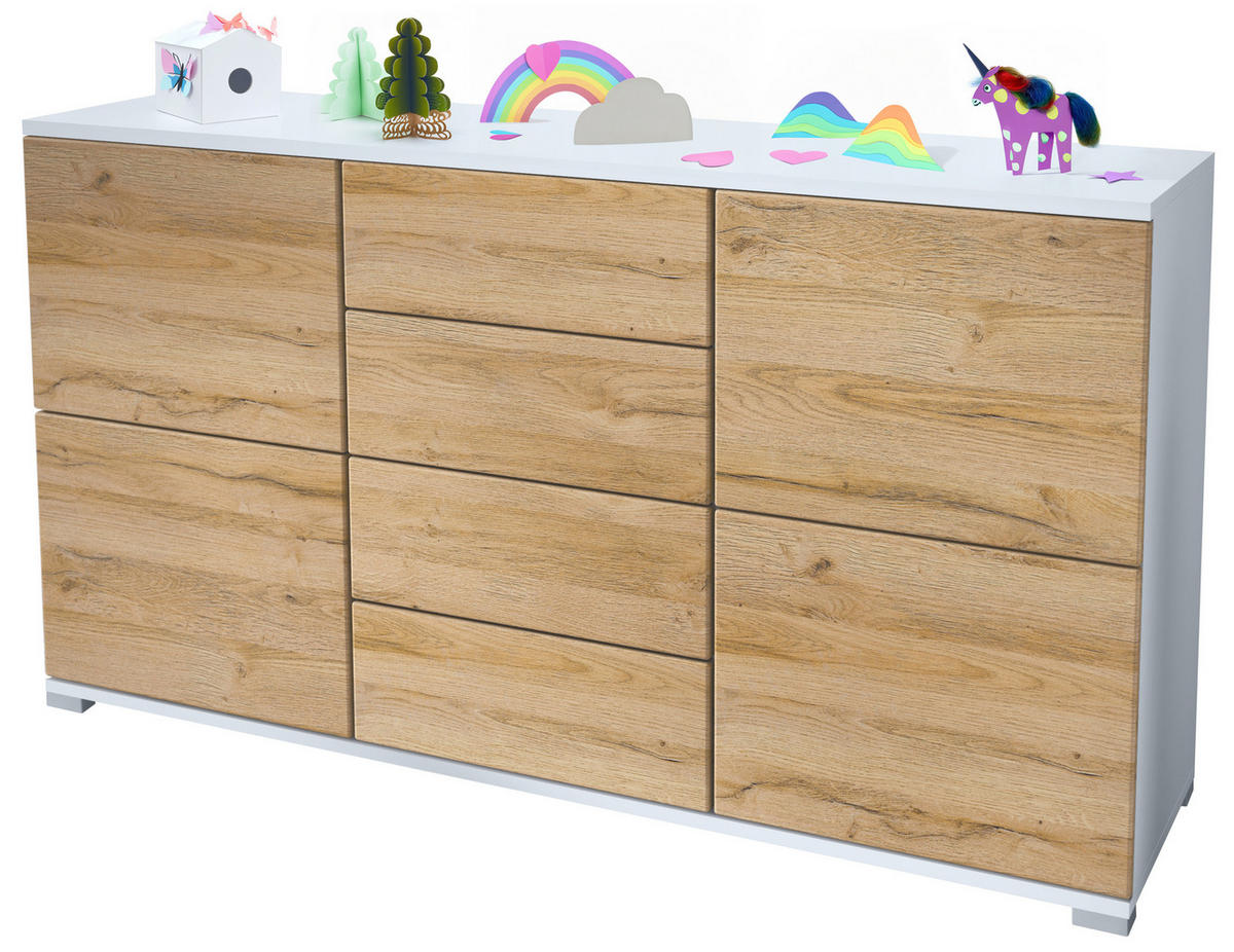 SIDEBOARD Rova Eiche Natur - Eichefarben, Holzwerkstoff (138.5/75.5/35cm) - Vladon