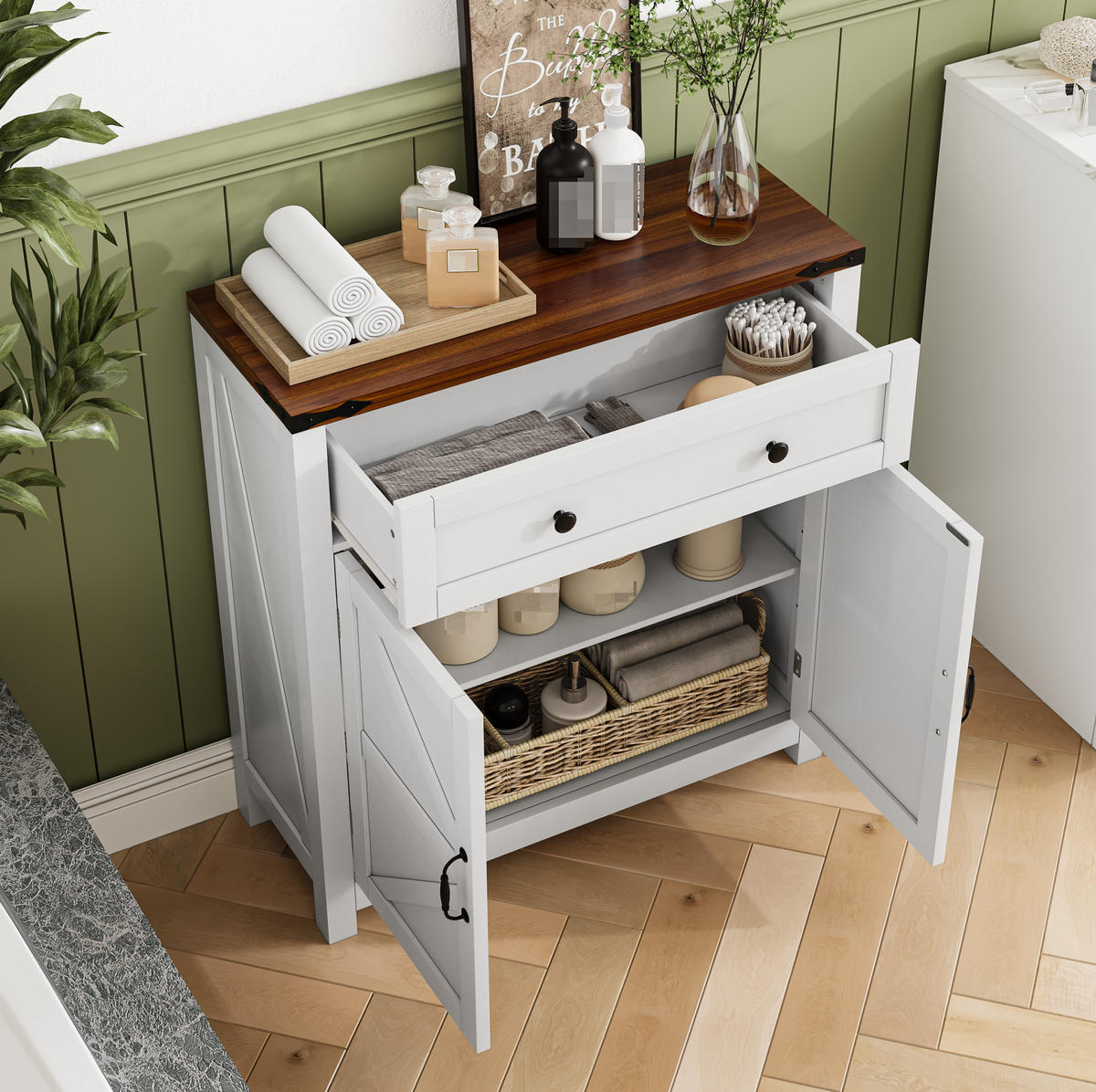 SIDEBOARD 76/83/30 cm Weiß aus MDF mit verstellbarem Einlegeboden - Weiß, Holzwerkstoff (30/83/76cm) - OKMYHOME