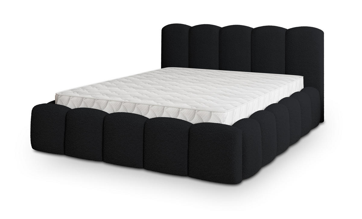 POLSTERBETT FALINA 140x200 cm mit Bettkästen - Schwarz - Schwarz, Holz (140/200cm) - MASSENO
