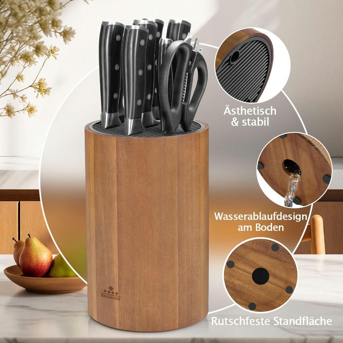 MESSERBLOCK Akazienholz Universal - Braun, Holz (15/23.5/15cm)