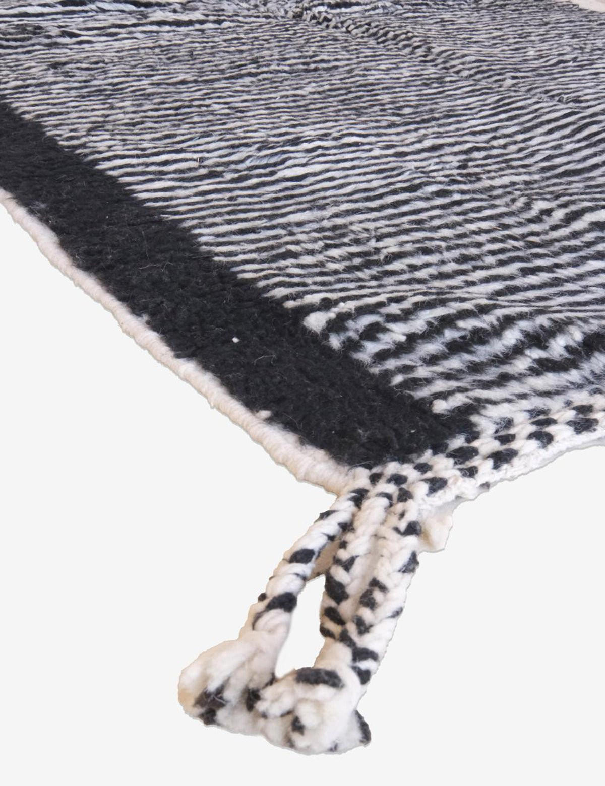 BERBERTEPPICH grafisch Wolle 119x 227 cm - Schwarz, Naturmaterialien (119/227cm) - AFK Living