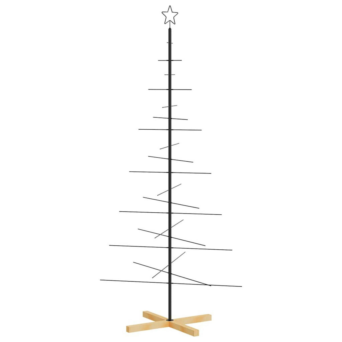 WEIHNACHTSBAUM Metall Mit Holzständer Schwarz 180 Cm - Schwarz, Metall (180cm) - vidaXL
