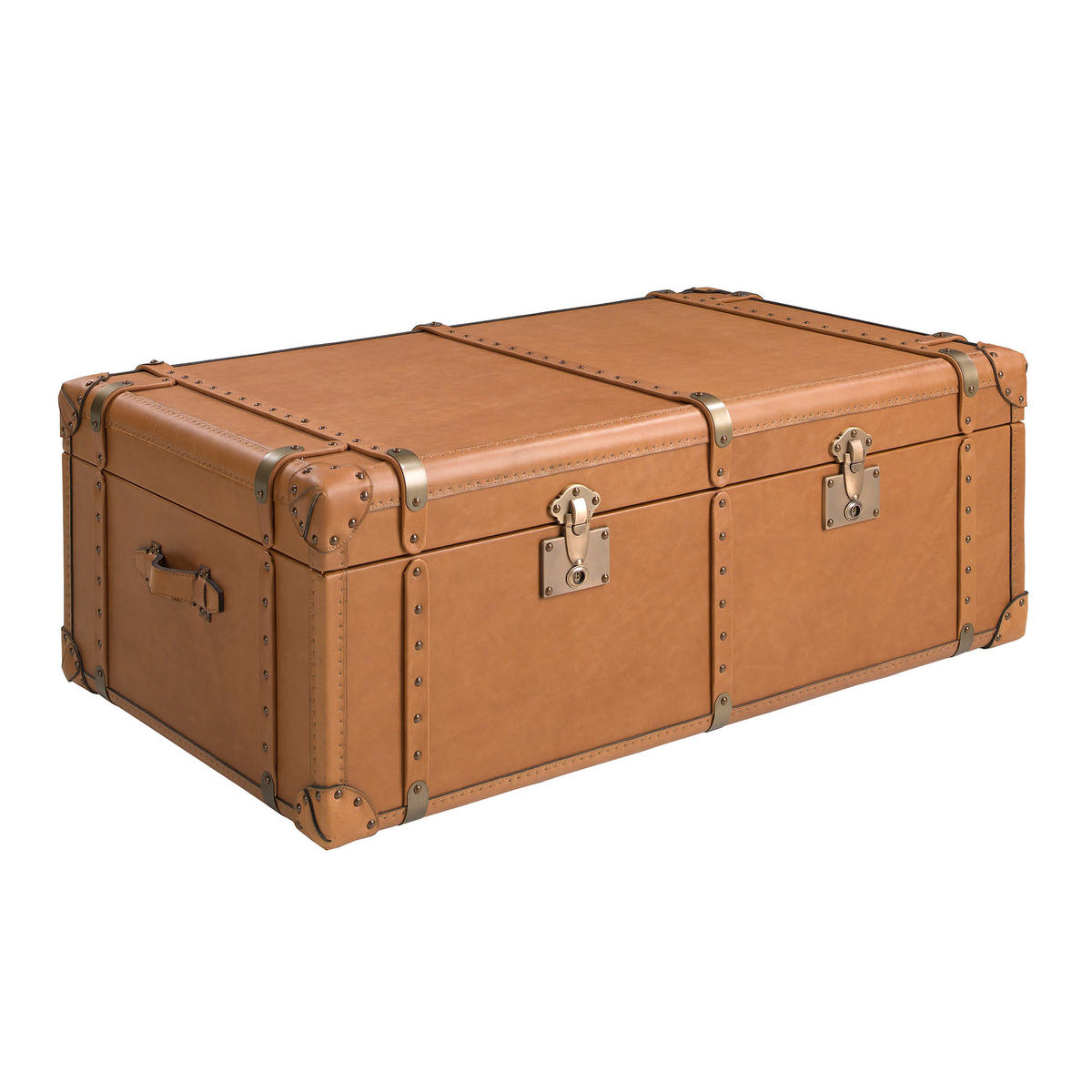 KOFFER Rechteckig Braun Gold 126/74/46 - Braun, Leder (74/126/46cm) - ANGEL CERDA