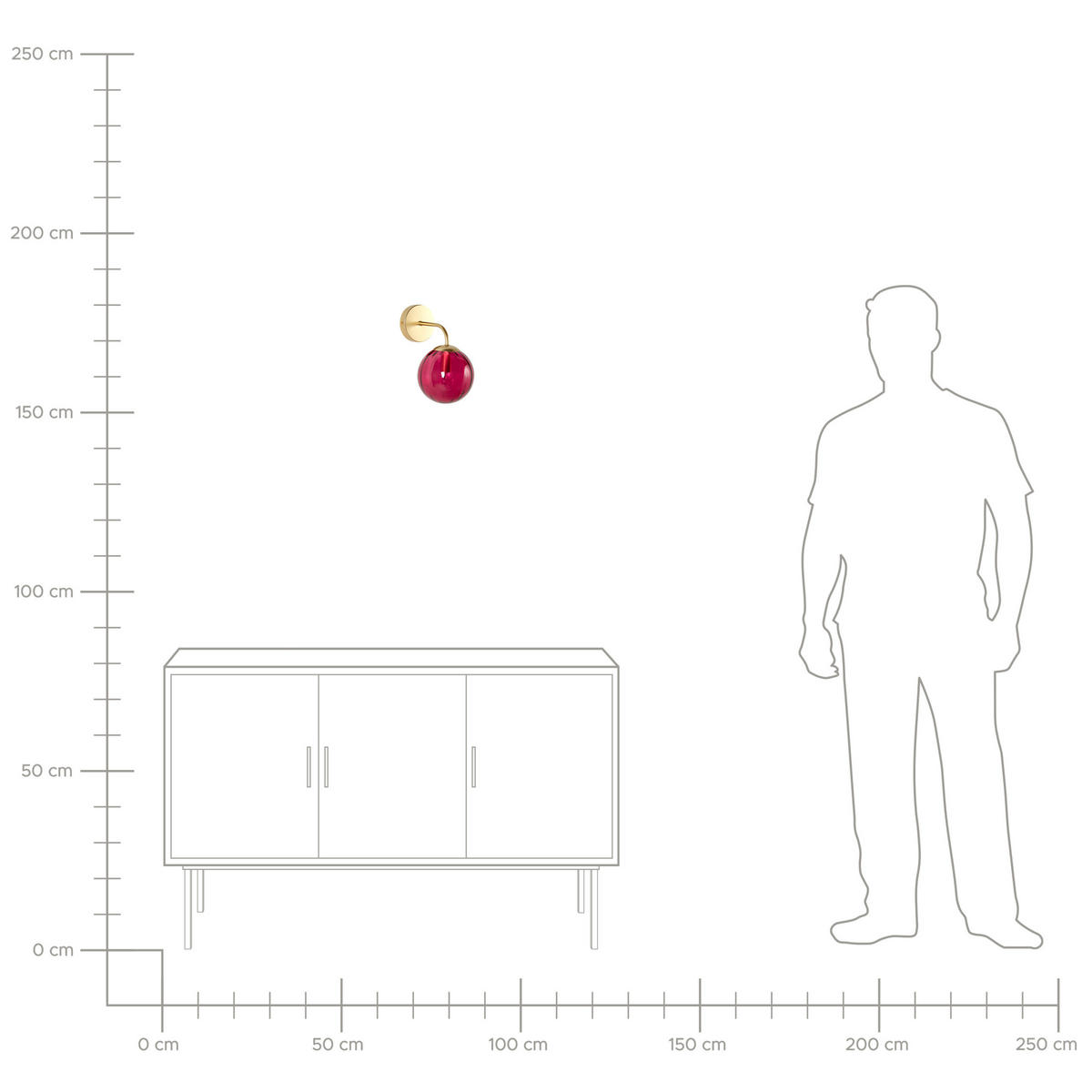 WANDLEUCHTE Boomi 22/15/28 cm - Rot, Glas (15/28/22cm) - Beliani