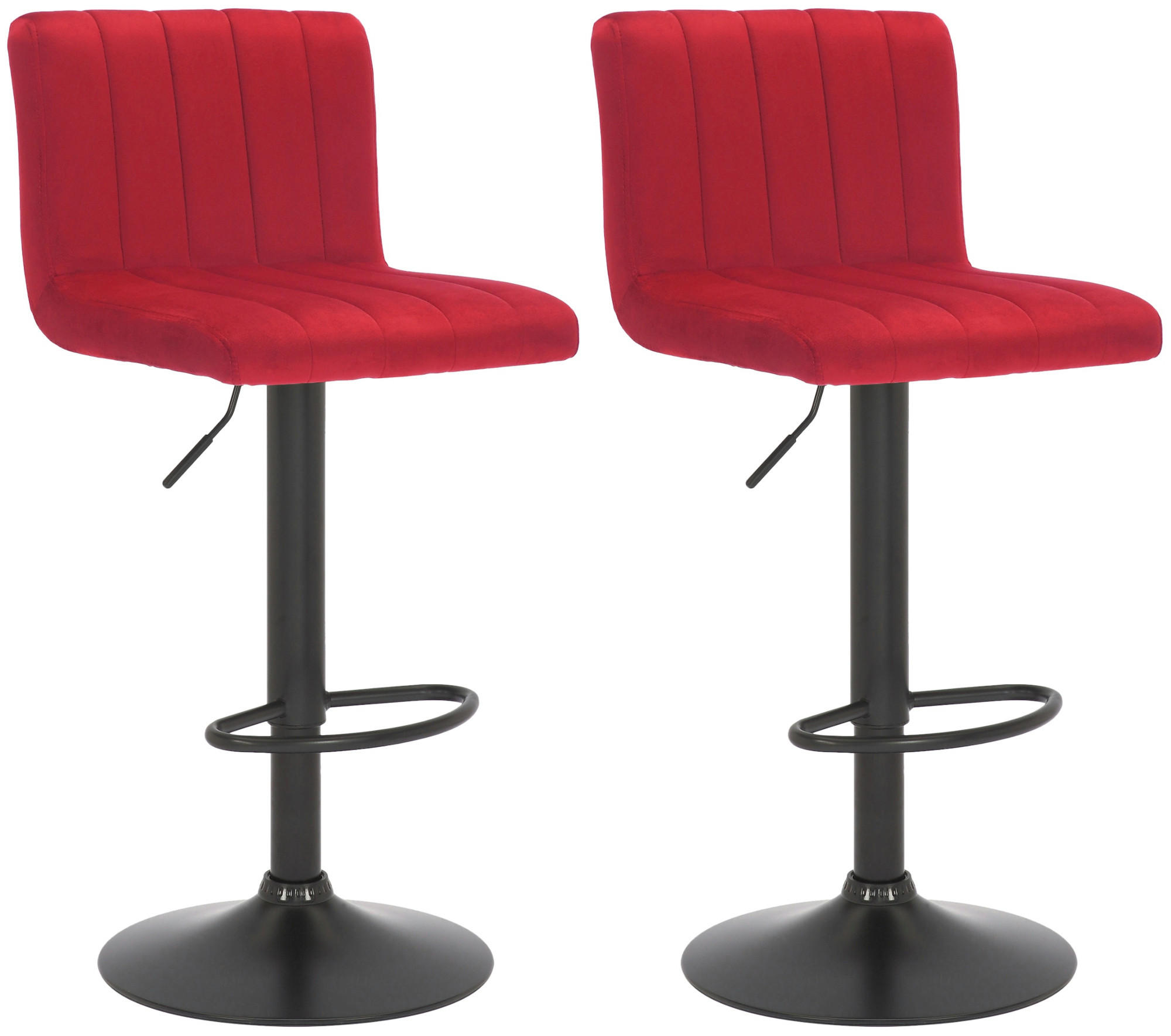 BARHOCKER 2er Set Samt rot - Rot, Textil/Metall (41/87/49cm) - CLP