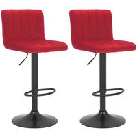 BARHOCKER 2er Set Samt rot - Rot, Textil/Metall (41/87/49cm) - CLP