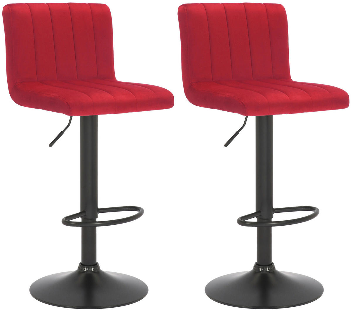 BARHOCKER 2er Set Samt rot - Rot, Textil/Metall (41/87/49cm) - CLP