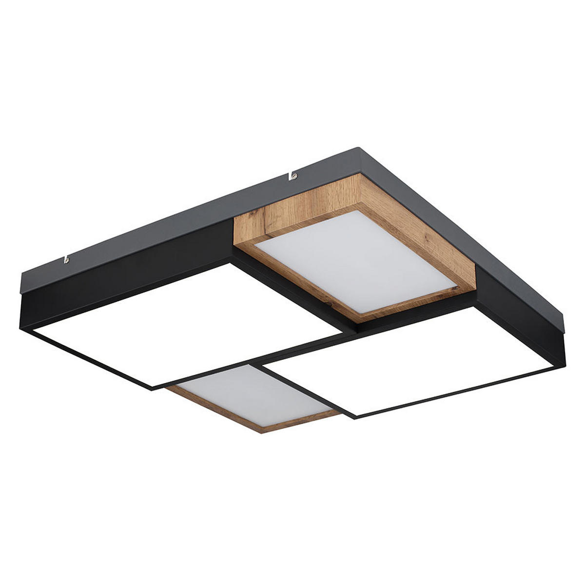 LED DECKENLEUCHTE Metall Schwarz-matt Holzoptik - Schwarz, Metall (60/60/9cm) - Globo Lighting