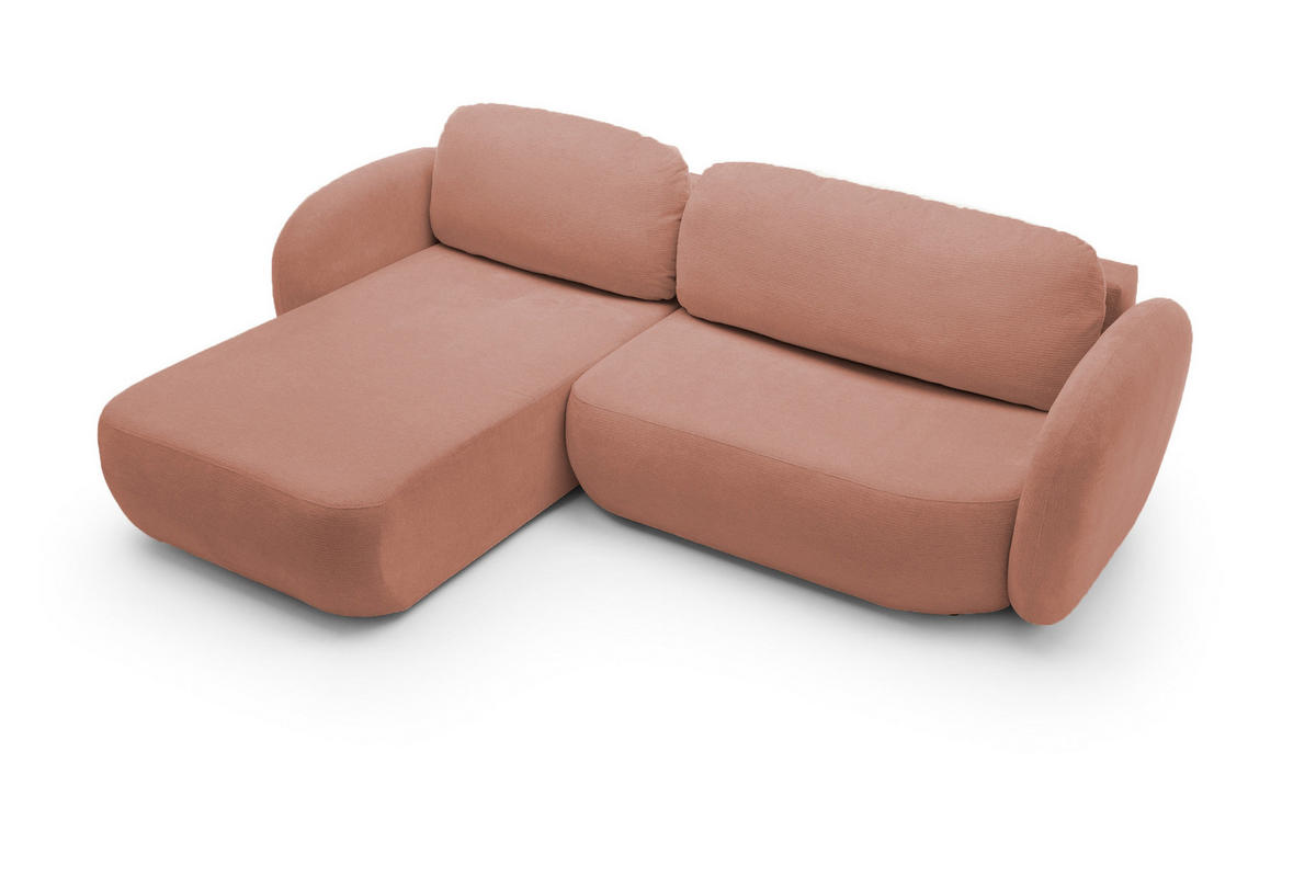 ECKSOFA OLIO L-Form Schlaffunktion mit Bettkasten, lose Rückenkissen, freistehend, LINKS 174x248 cm Rose - Rosa, Holz/Textil (174/248cm) - DomoHome