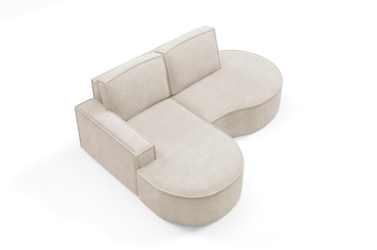 ECKSOFA Flow Hellbeige, mit Kissen in Curio Stoff, linke seite - Creme, Holzwerkstoff/Textil (210/157cm) - Bettso