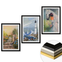 WANDBILDER 3er-Set - 40x60 cm Schwarzer Rahmen - Landschaft Leuchtturm Pferd Mädchen - Schwarz, Kunststoff (40/60cm) - ArtPrintCave