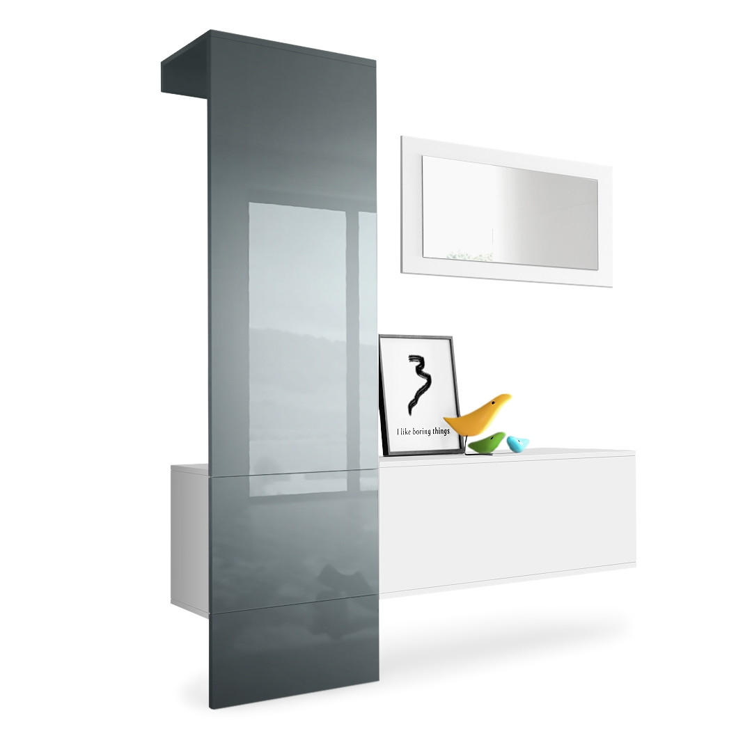GARDEROBE Carlton Paneel in Grau Hochglanz - Grau, Holzwerkstoff (156/193/35cm) - Vladon