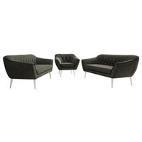 SEDACIA ZOSTAVA 3+3+1 PIRS - Tmavosivá Samet - Biele nohy - biela/tmavosivá, kompozitné drevo/textil (180/75/74cm) - MKS