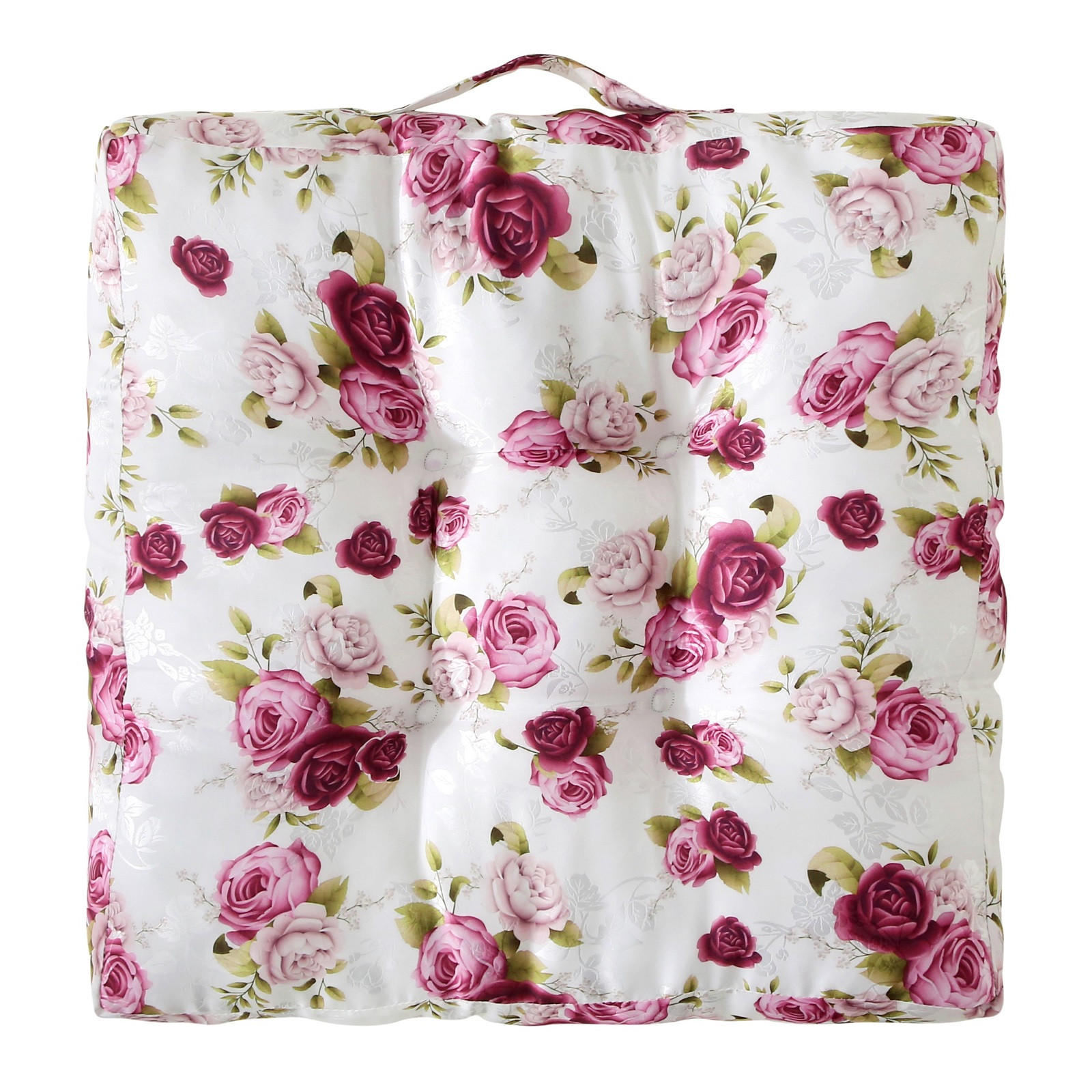 SITZKISSEN Rosen 40/40 cm Ausführung Bodenkissen extra dick - Pink/Braun, Textil (40/40/8cm) - wometo