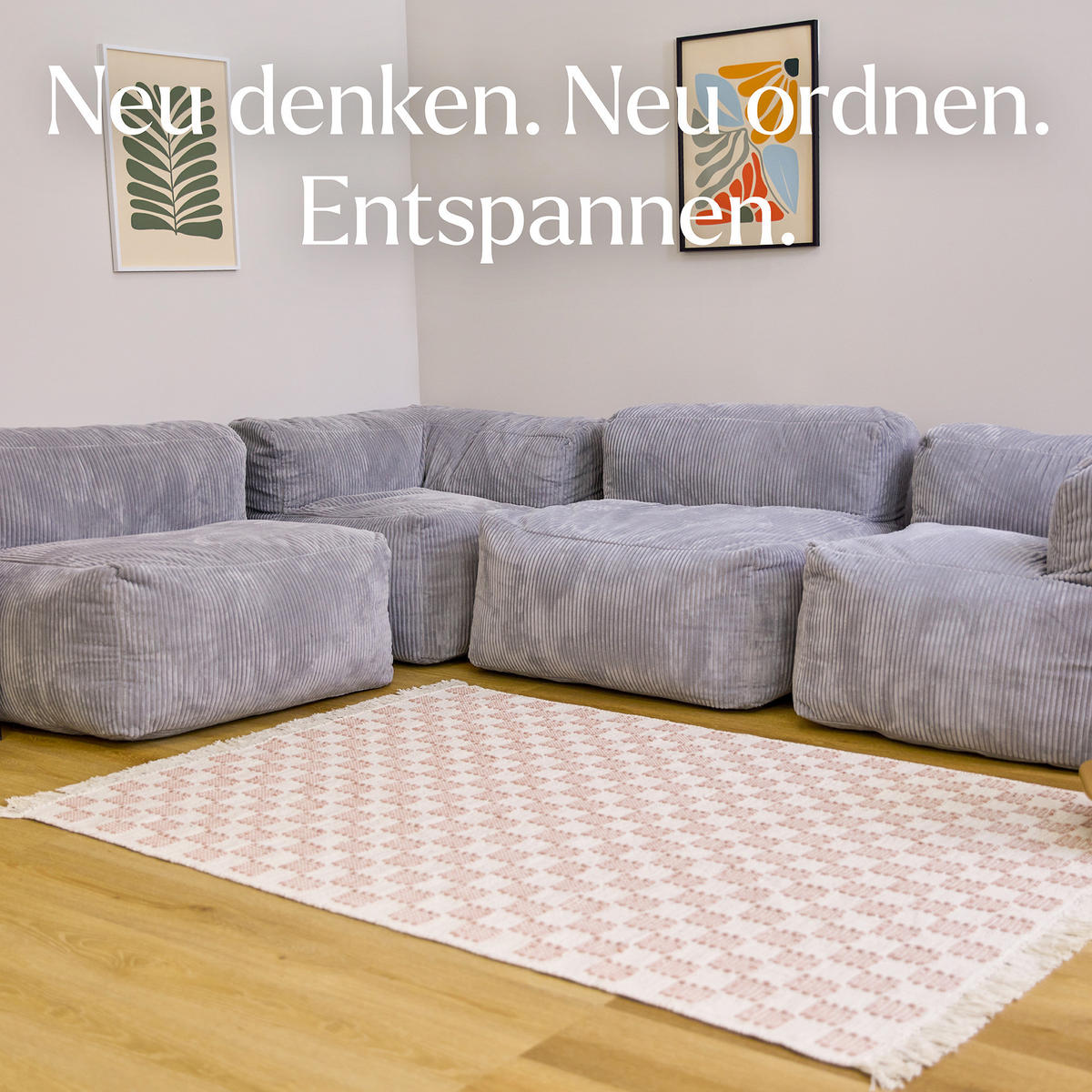 SITZSACK-SOFA 4-tlg. ZEN: 2 Ecksessel, 2 Sessel - Grau, Textil (450/68/100cm) - icon