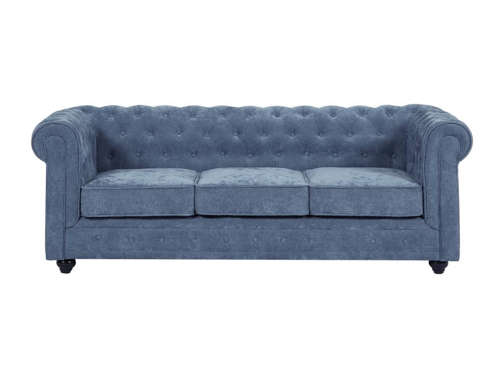3-SITZER-SOFA - Stoff - Blau - CHESTERFIELD - Blau, Textil (88/72/205cm) - Vente-Unique