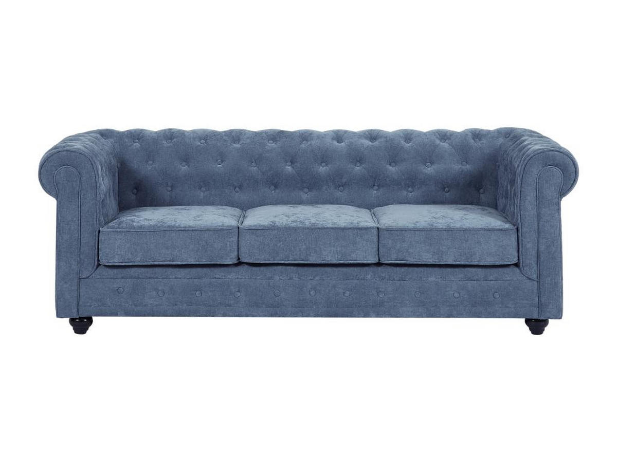 3-SITZER-SOFA - Stoff - Blau - CHESTERFIELD - Blau, Textil (88/72/205cm) - Vente-Unique