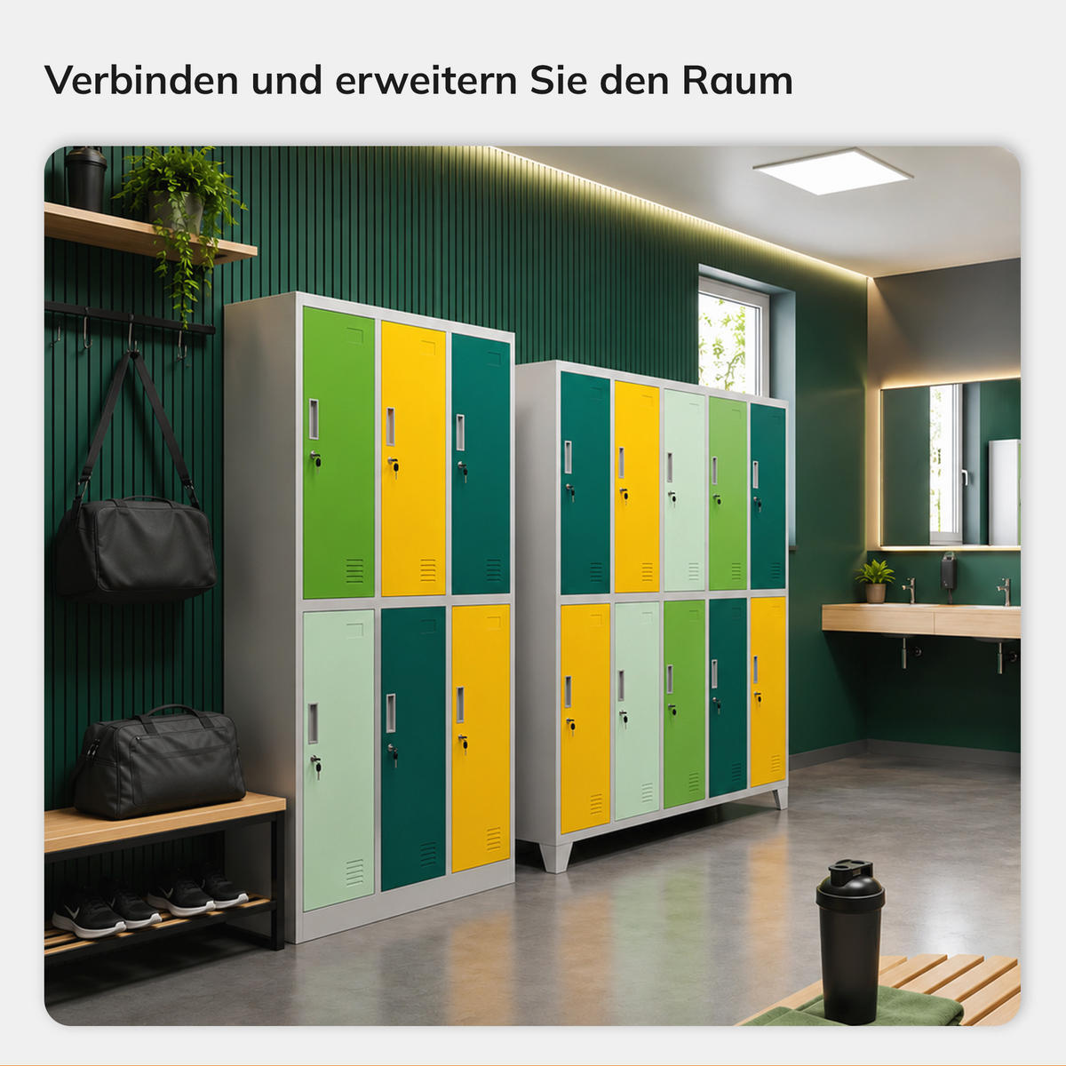 ARBEITSSCHUTZ-KLEIDERSCHRANK IGOR 185x90x45 cm - Gelb/Grau, Metall (90/185/45cm) - Jan Nowak