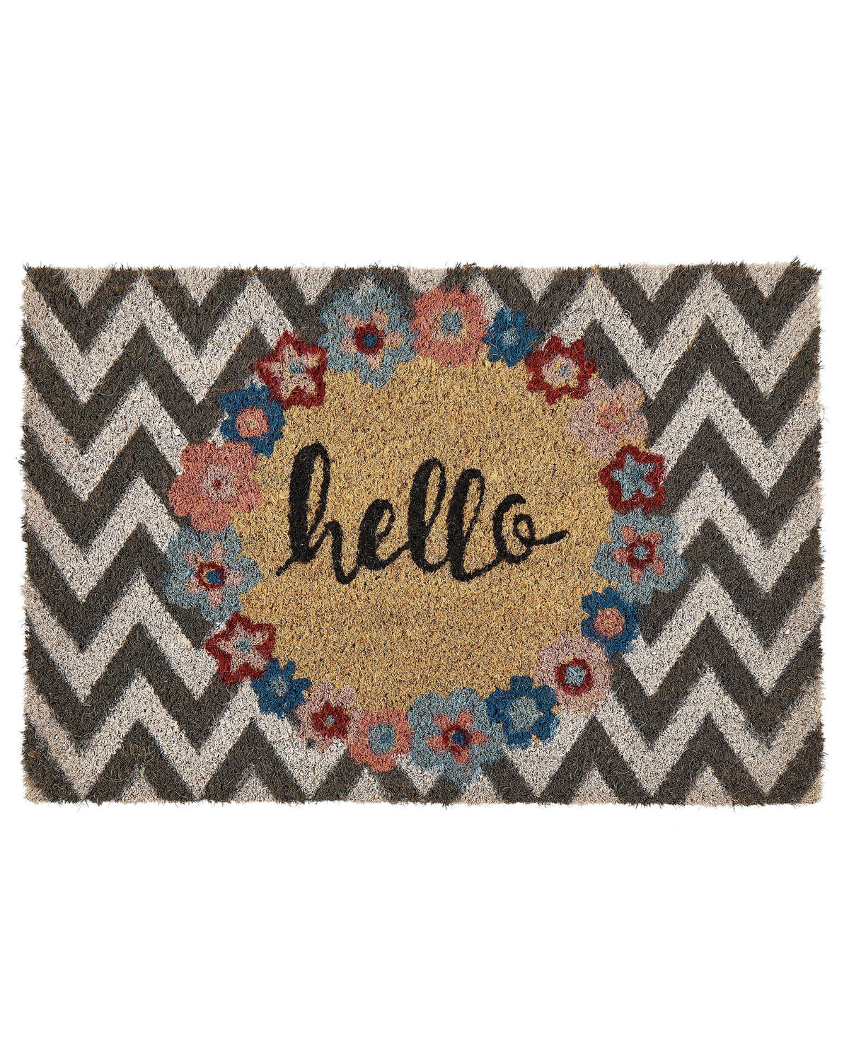 FUSSMATTE Bunt 40/60 cm Schriftzug Kokosfasern Tahan - Multicolor, Naturmaterialien (40/60cm) - Beliani