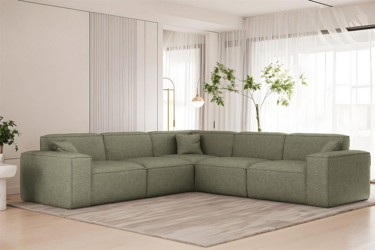 ECKSOFA Celes Premium In Artico - Grün, Holzwerkstoff/Textil (246/246cm) - Fun Möbel