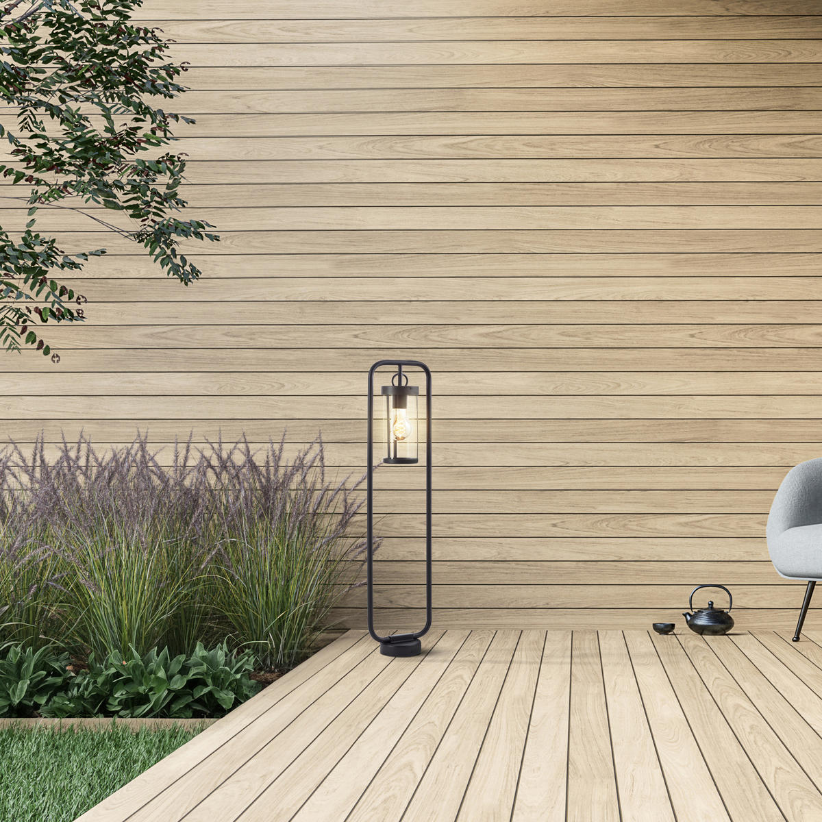 AUSSENSTANDLEUCHTE Sidney 44293/06 - Schwarz, Metall (12/20.3/85cm) - Brilliant