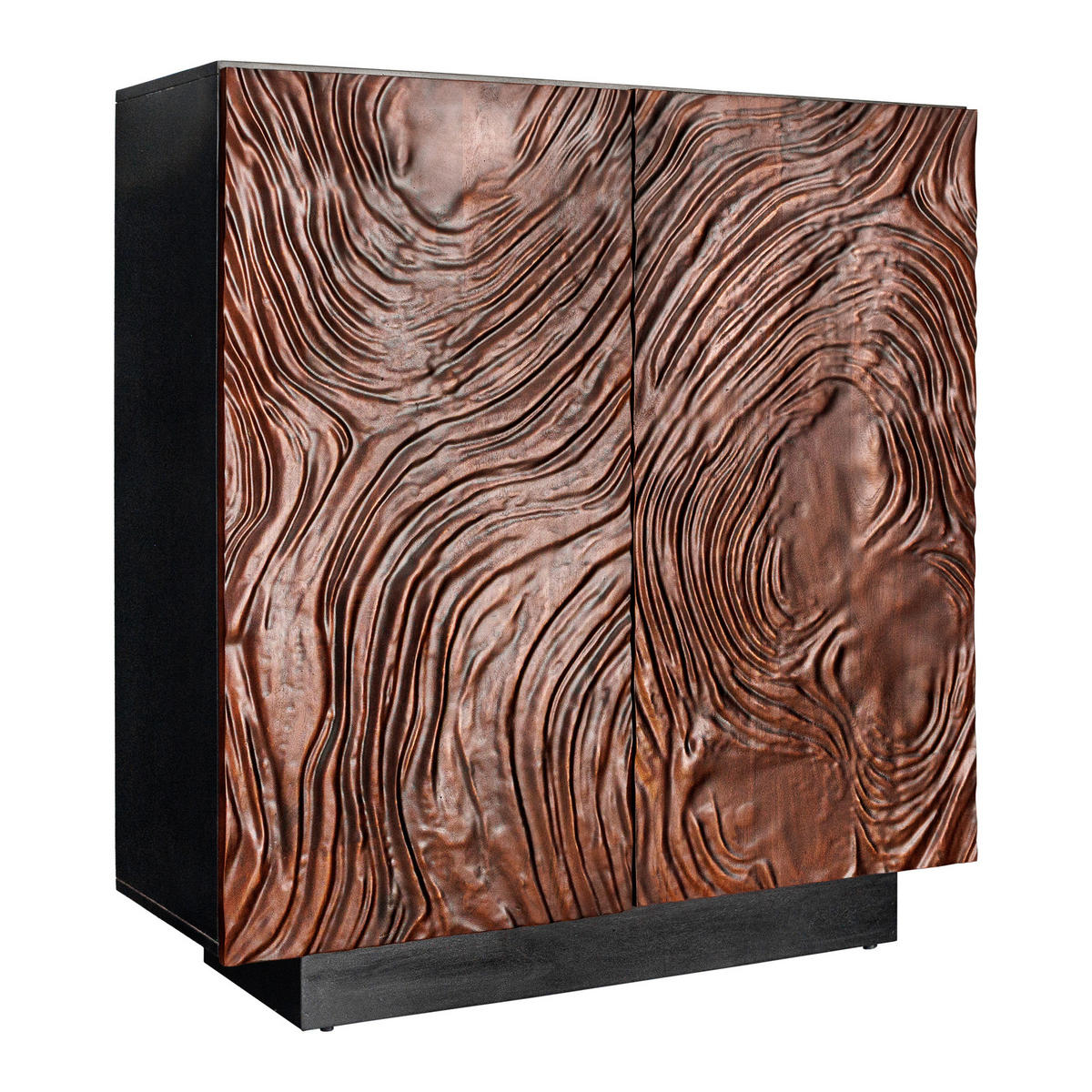 HIGHBOARD FLUID Braun Akazie 110cm - Schwarz/Braun, Holz (100/110/38cm) - riess-ambiente