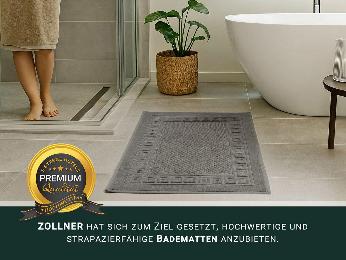 BADEMATTE, 2er-Set, 50x70 cm, 100% Baumwolle, Grau - Anthrazit, Textil (50/70cm) - Zollner