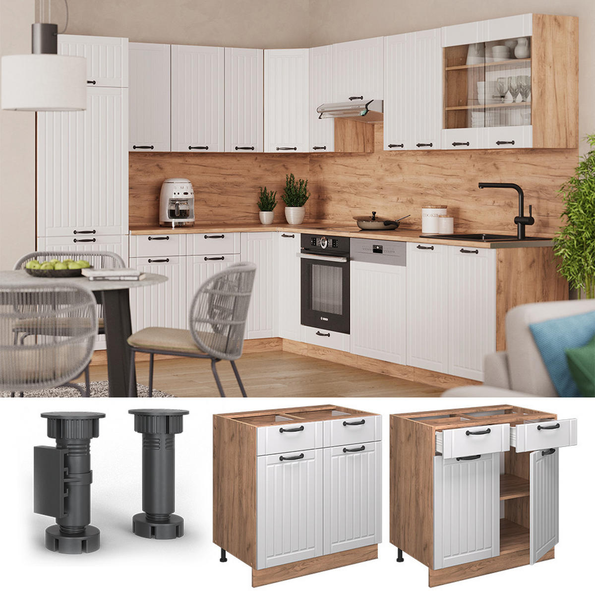 Honigeiche/Weiß, Holzwerkstoff (80/82/60cm) - Vicco