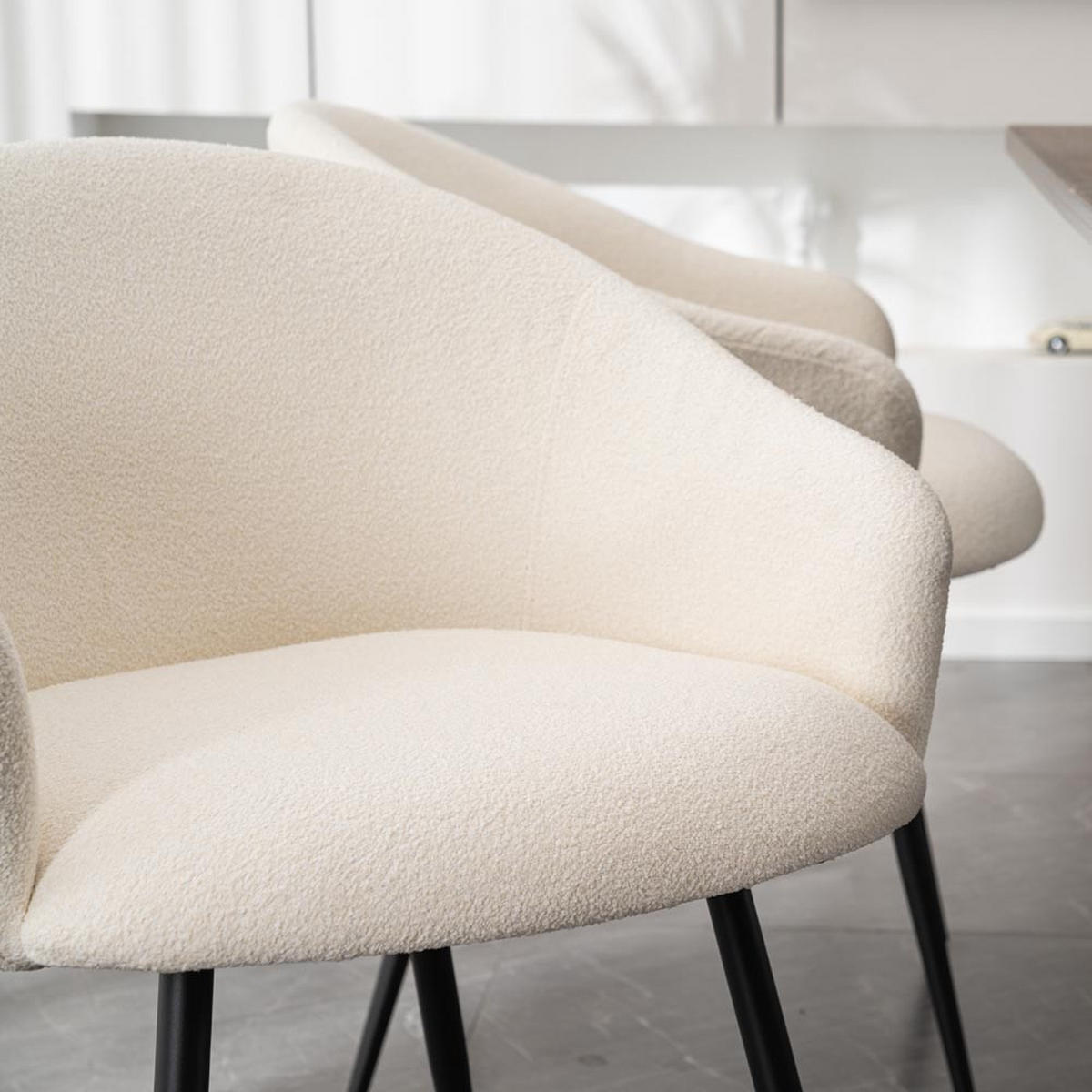 ESSZIMMERSTUHL CELESTE - 2, Bouclé Weiß - Weiß, Kunststoff (60/77/60cm) - Home Deluxe