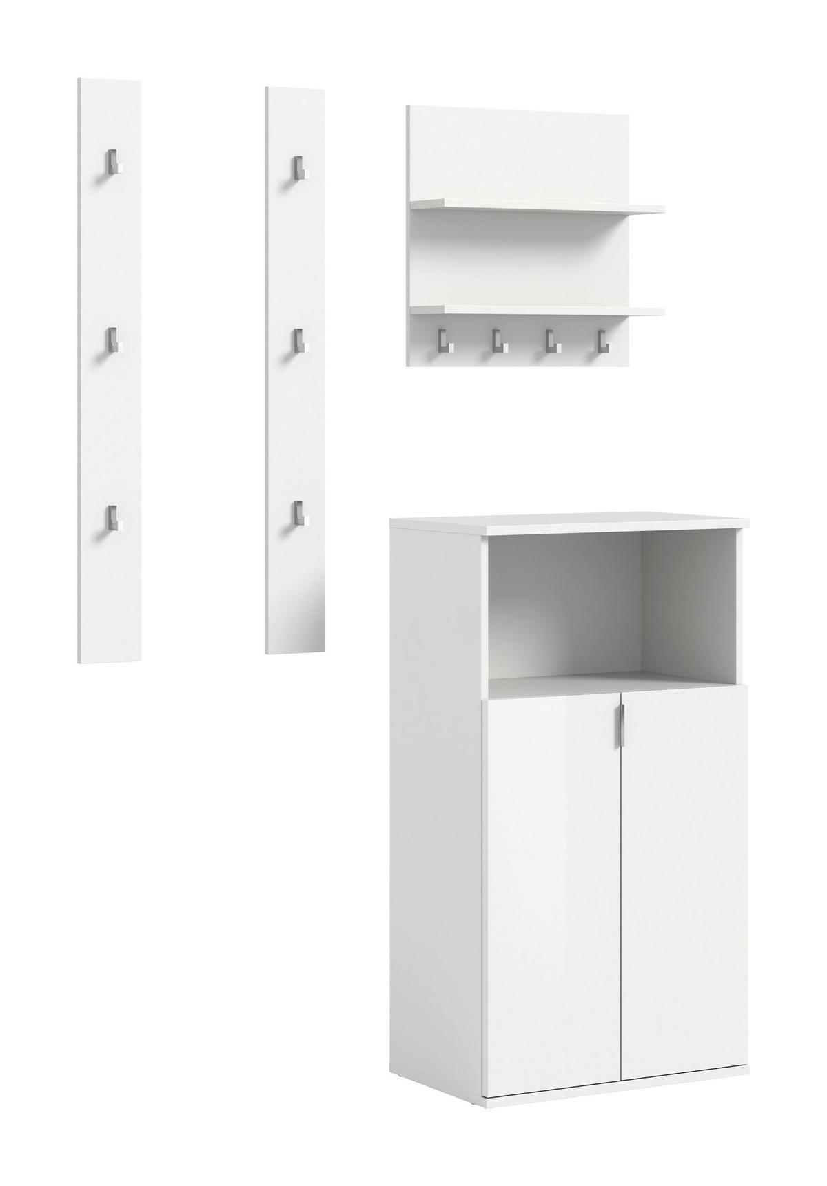 GARDEROBE Systemmöbel Projekt X 4tlg. Kombination , ca.111x191x34 cm - Weiß, Holzwerkstoff (111/191/37cm)