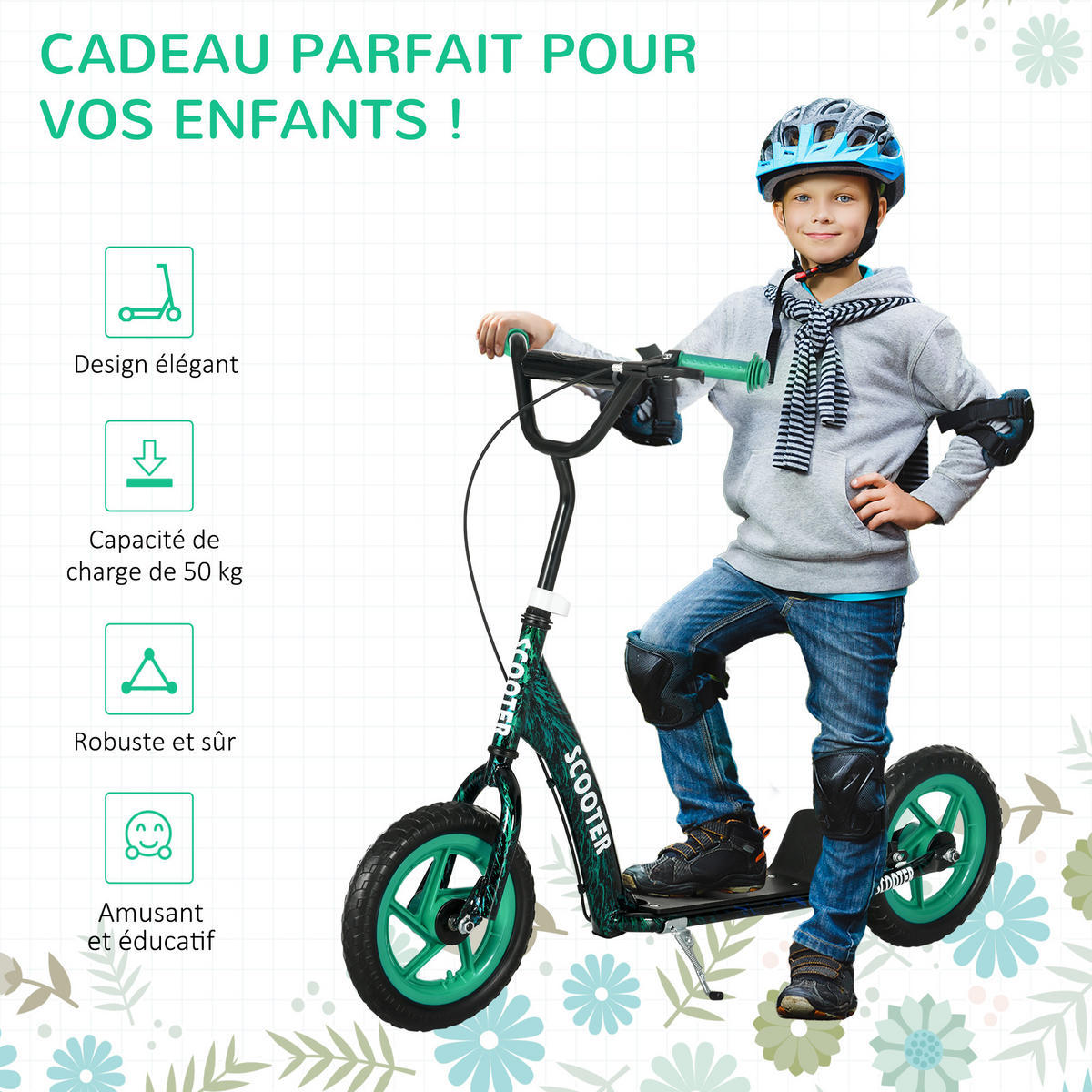 KINDERSCOOTER DE-16945 5-fach höhenverstellbar Grün - Grün, Metall (118/52/88cm) - ComfortXL