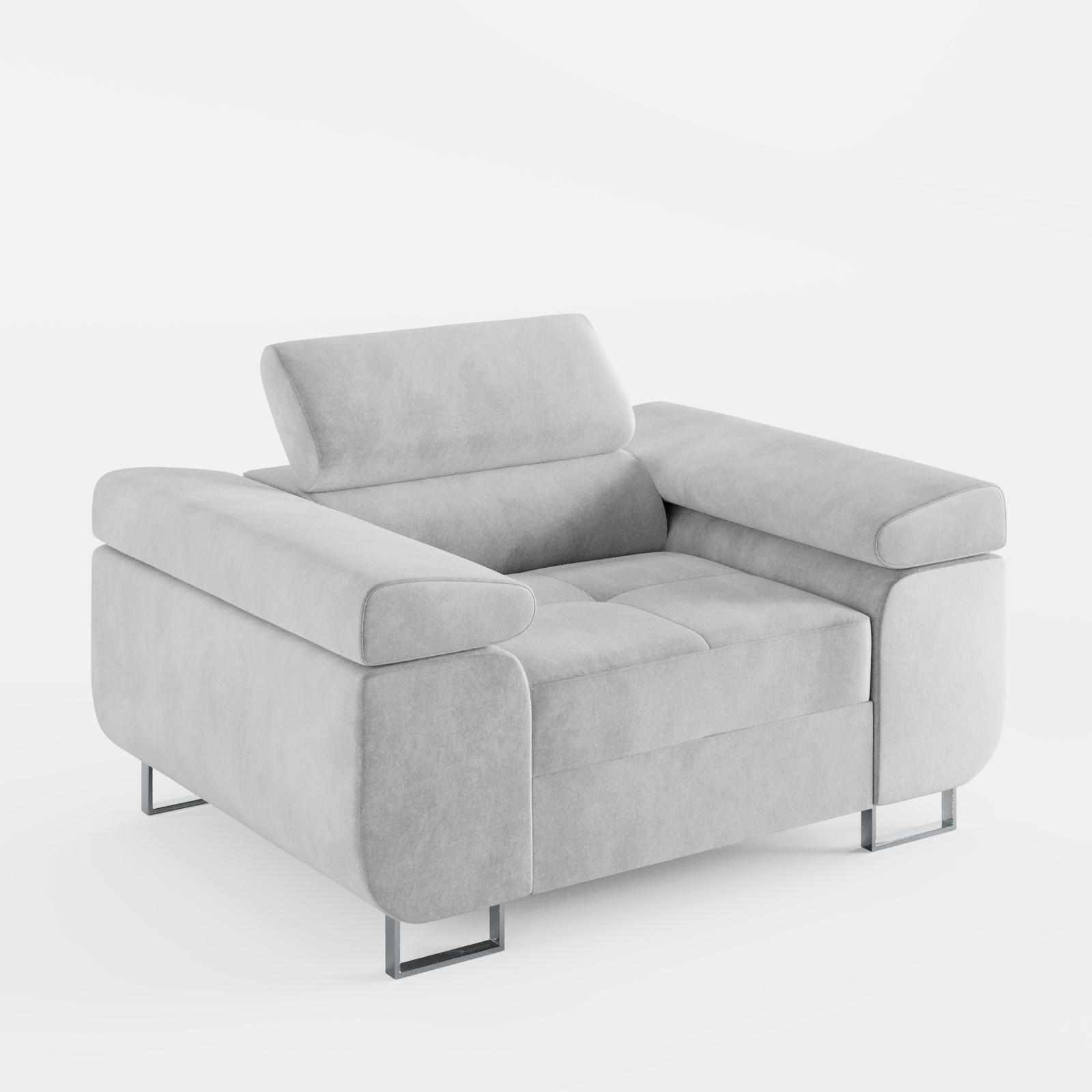 SESSEL VEMO SOLO, in Hellgrau, Velours-Stoff - Hellgrau, Textil (135/88/100cm) - Barchello