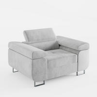 SESSEL VEMO SOLO, in Hellgrau, Velours-Stoff - Hellgrau, Textil (135/88/100cm) - Barchello