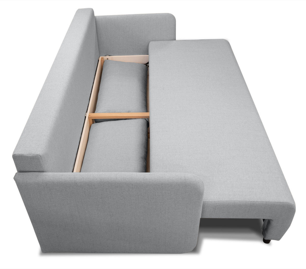 SOFA Anvio Hellgrau mit Schlaffunktion - Hellgrau/Schwarz, Kunststoff/Textil (220/88/100cm) - Selsey