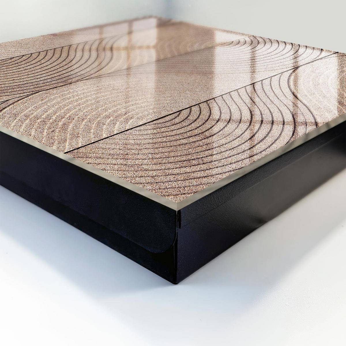 SCHLÜSSELBOX Schwarz 30x30 cm- Türöffnung nach rechts - Texturwellen - Beige, Metall (30/30/5cm) - TULUP