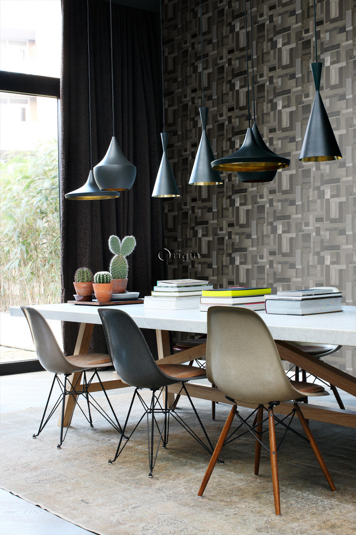 TAPETE Altholz-Motiv 53 cm x 10.05 m - Schwarz, Papier (53/1000cm) - Origin Wallcoverings