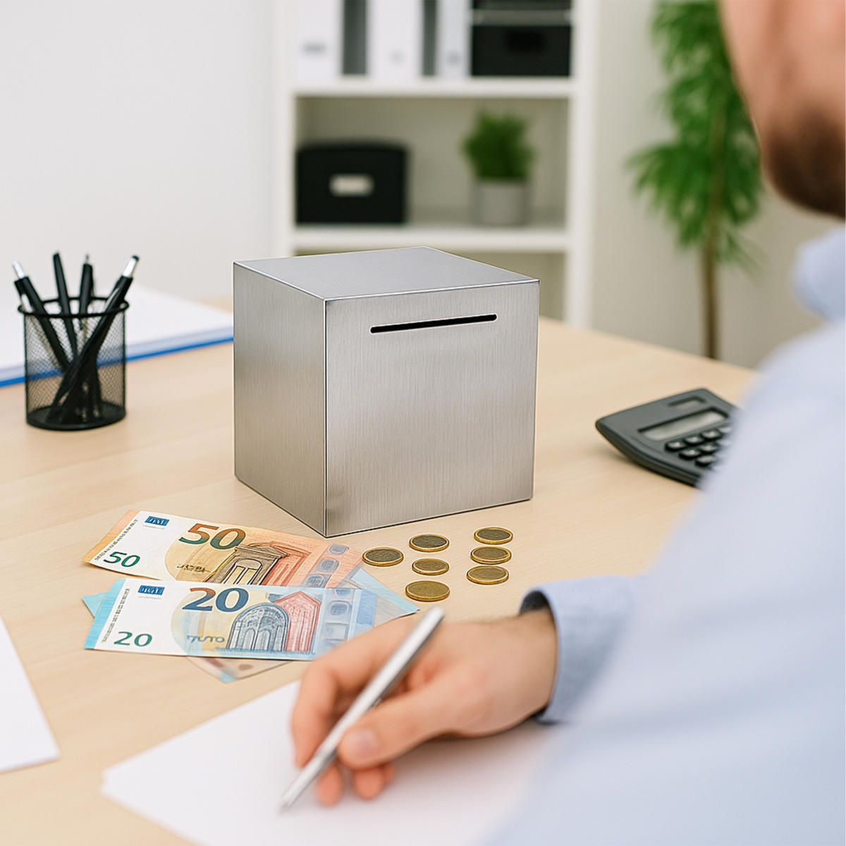 KASIČKA - strieborná, kov (15/15/15cm) - Relaxdays