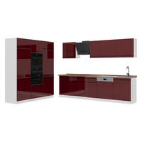 KUCHYŇSKÝ KOUT R-Line, Červená vysoký lesk/Bílá, 180 cm pracovná doska Dub Goldkraft - bílá/červená, kompozitní dřevo (180/206.8/60cm) - Vicco