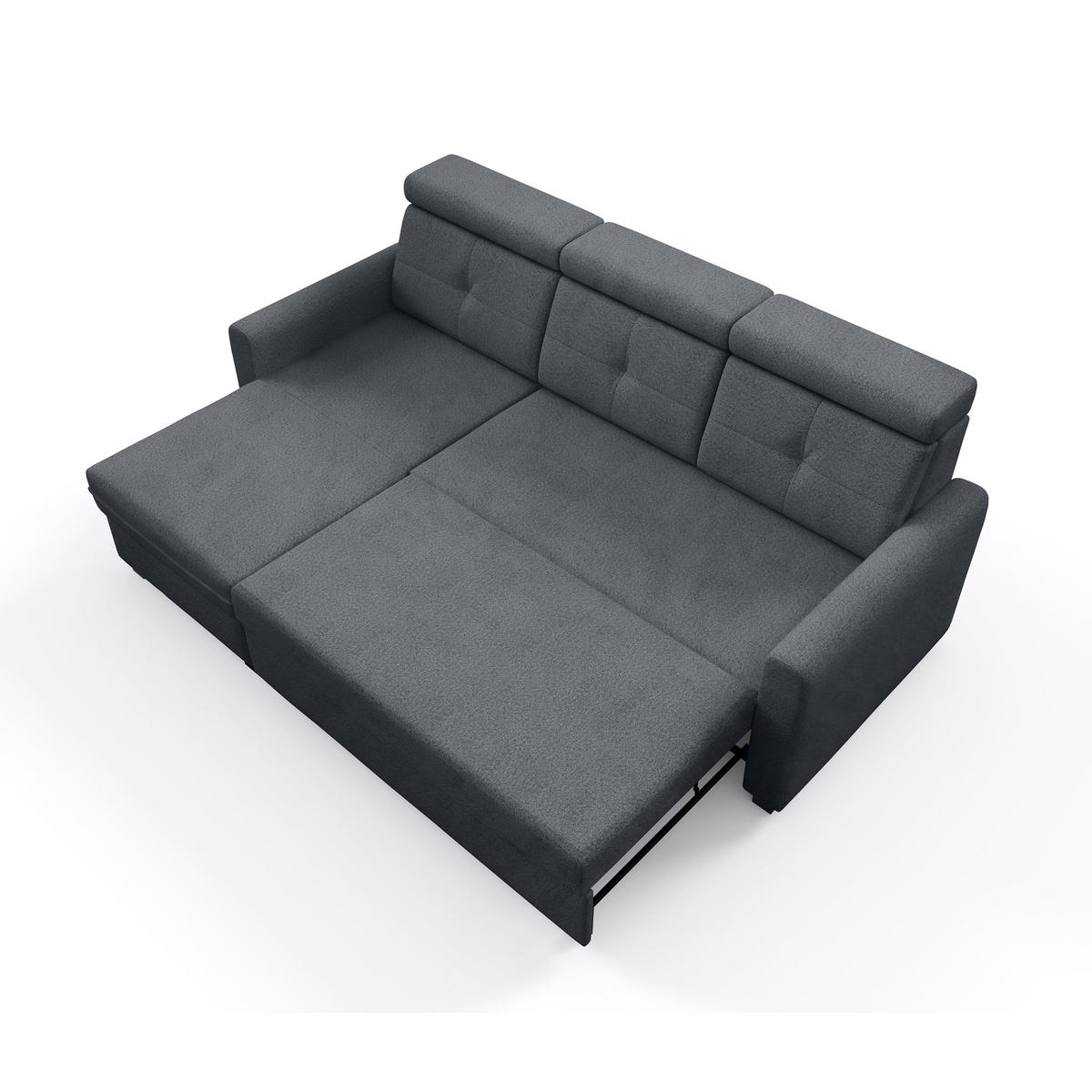 ECKSCHLAFSOFA Milano, Grau, links - Schwarz/Grau, Textil (217/166cm) - Beautysofa