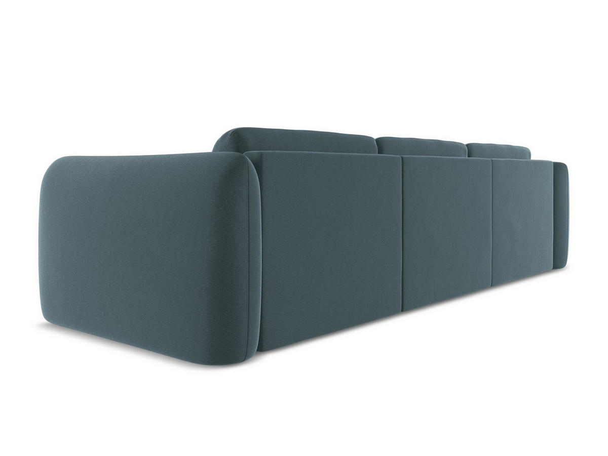 ECKSOFA Links Samt Stoff Blau - Blau/Petrol, Kunststoff/Textil (170/290cm) - Makamii