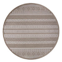 TEPPICH Kurzflor Streifen Boho Wohnzimmer schmutzabweisend Beige Rund 120D - Beige, Textil (120/120cm) - KADIMA DESIGN