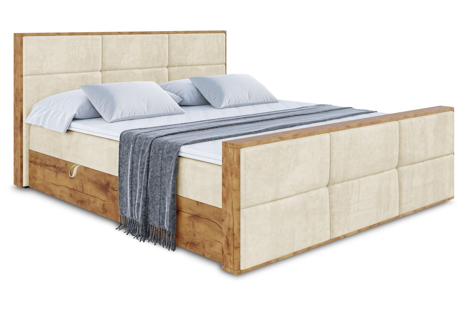BOXBETT mit Matratze H3 und Lattenrost - LOLLI1-Z - 120x200 - Beige Monolith - Beige, Holzwerkstoff (120/200cm) - ALTDECOR