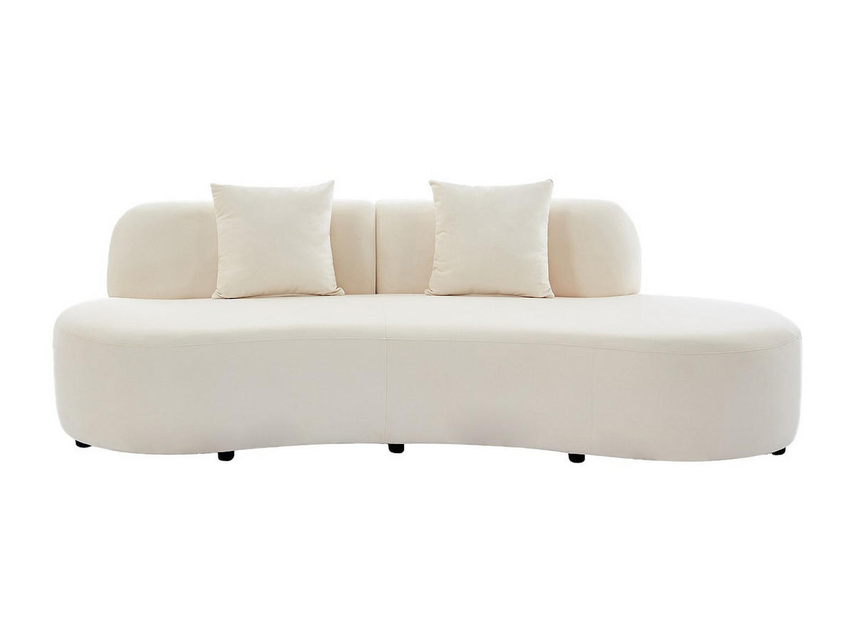 SOFA 3-Sitzer - Samt - Beige - BASILIANA - Beige, Textil (230/76/80cm) - Vente-Unique